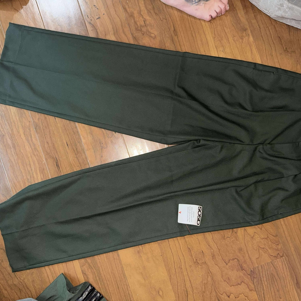 ASOS Green Dress Pants with Relaxed Fit